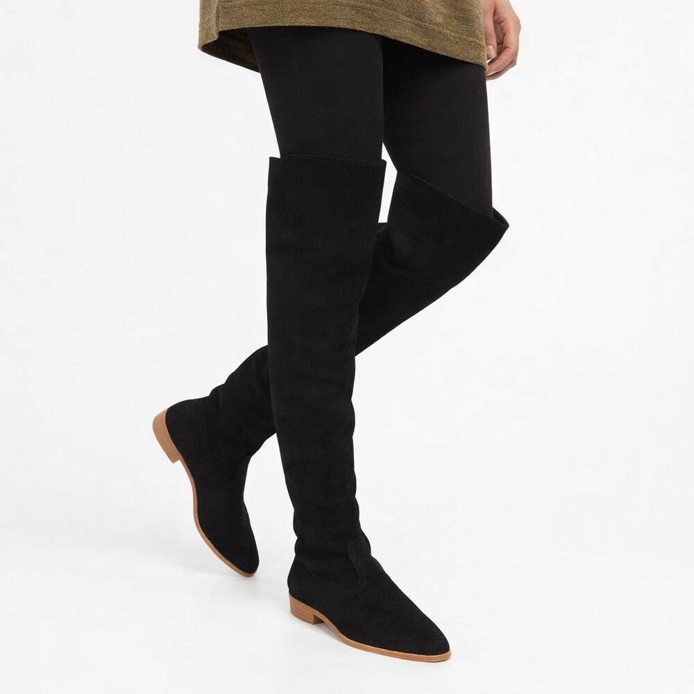 LOEFFLER RANDALL Jos Suede Over-The-Knee Flat Boots Black – Size 8 – EUC